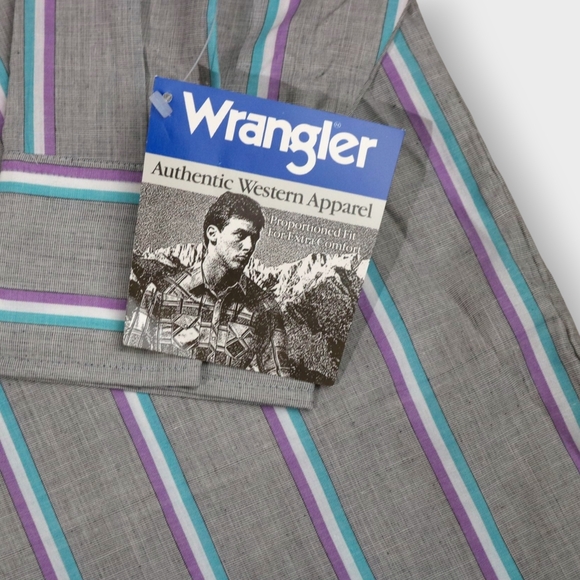 New NWT Wrangler Western Shirt Men’s XXL Pearl Snap Rodeo Line Dancing Striped - Picture 3 of 10
